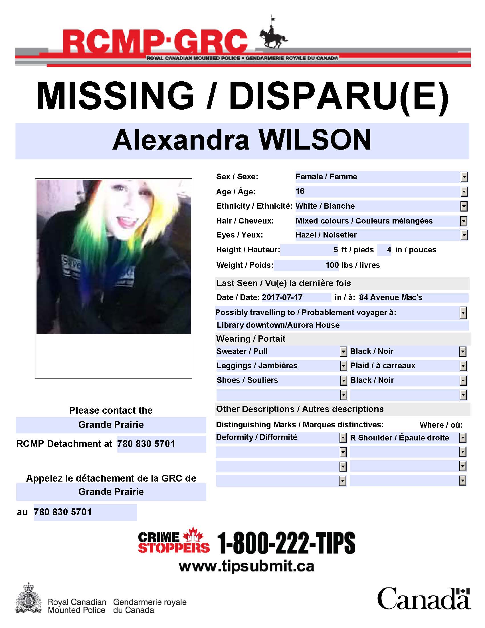 16 year old girl missing from Grande Prairie - My Grande Prairie Now