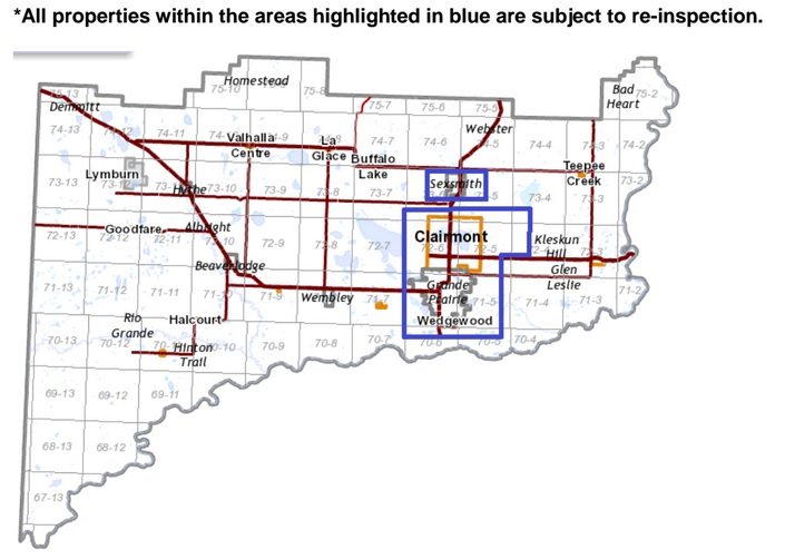 County properties in Sexsmith, Townships 71/72 Range 6 getting re-assessed