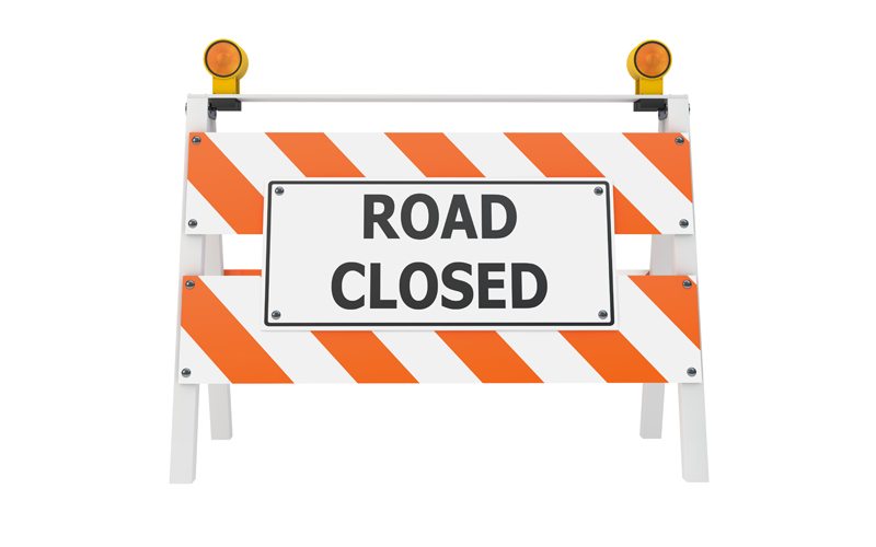 Road closures due to debris and road wash out