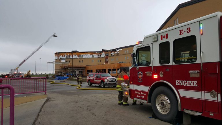 Lightning strike sparks fire at hotel construction site