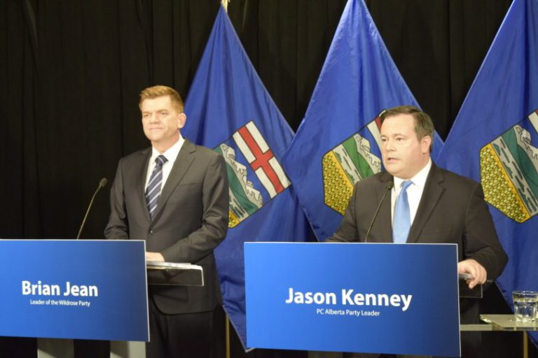 Kenney, Jean talking united party at Grande Prairie town hall