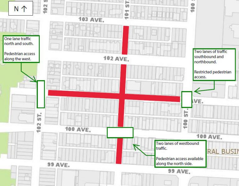 102 Street, 100 Avenue lanes reopen