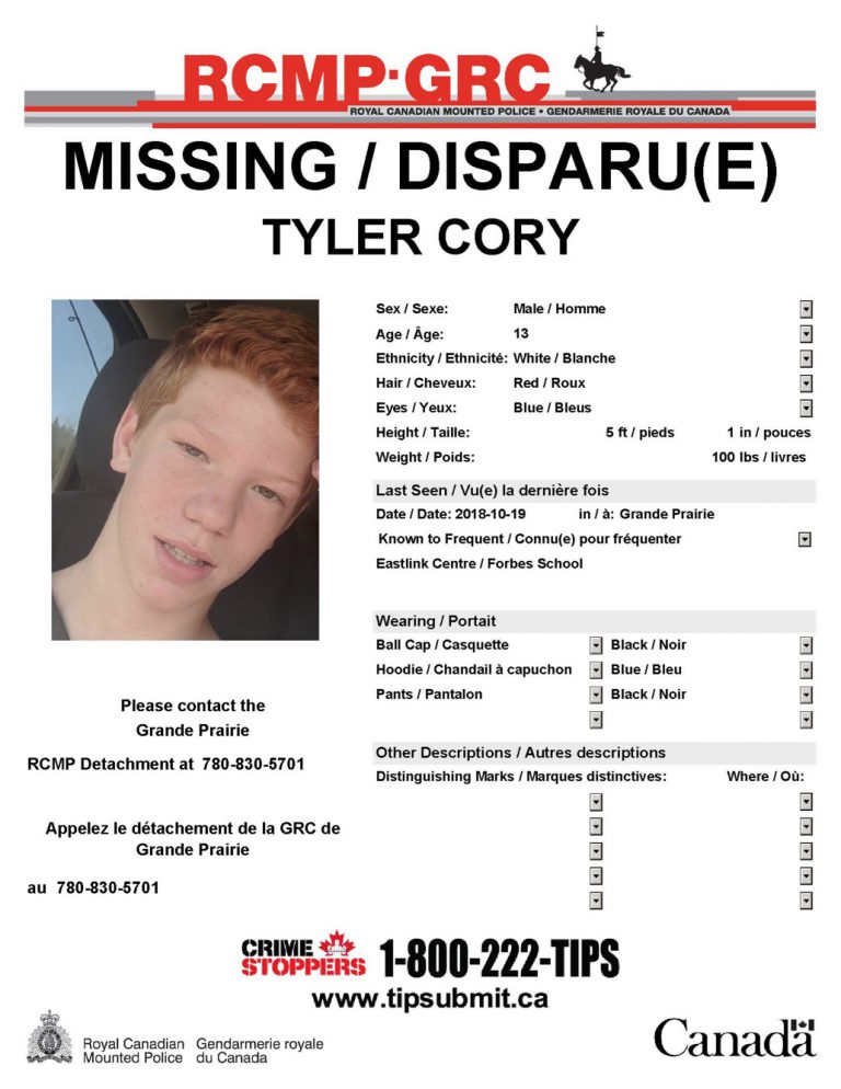 Update: 13-year-old boy missing from Grande Prairie found safe