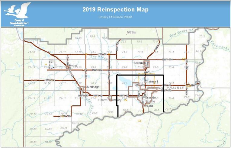 County of Grande Prairie re-assessment map