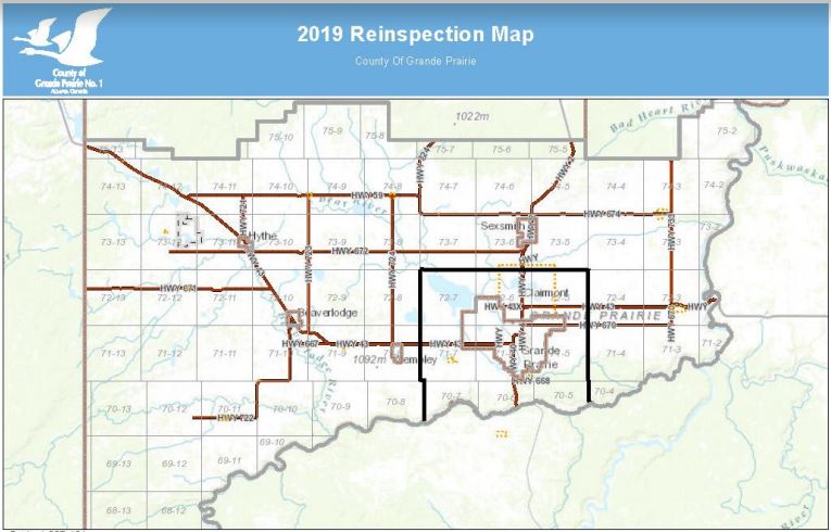 County of Grande Prairie re-assessment map