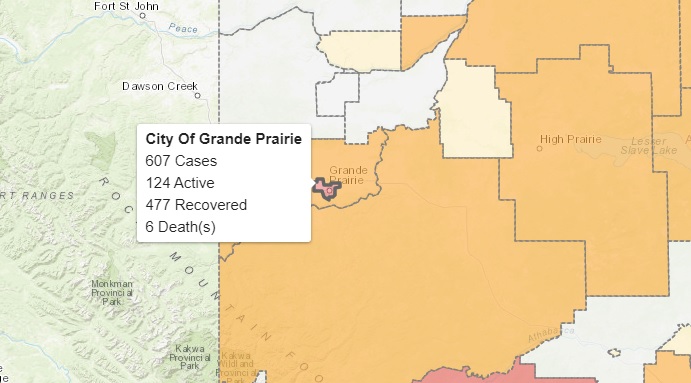 12 new, two recovered COVID-19 cases reported in Grande Prairie