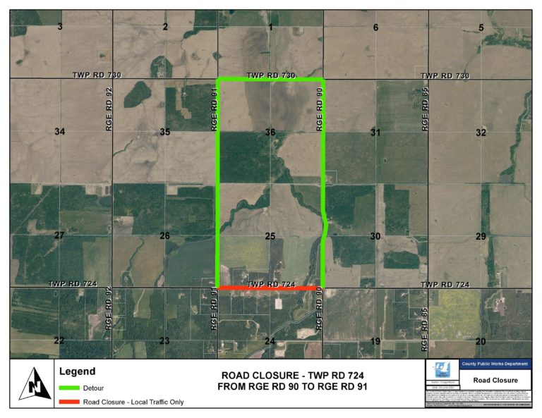 Section of Range Road 122 and Township Road 724 closes Monday