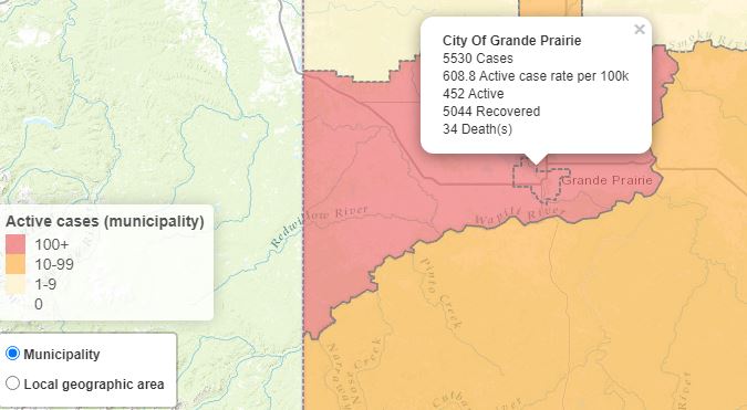 34th COVID-19 related death reported in Grande Prairie