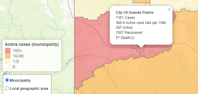 57th COVID-19 death reported in Grande Prairie