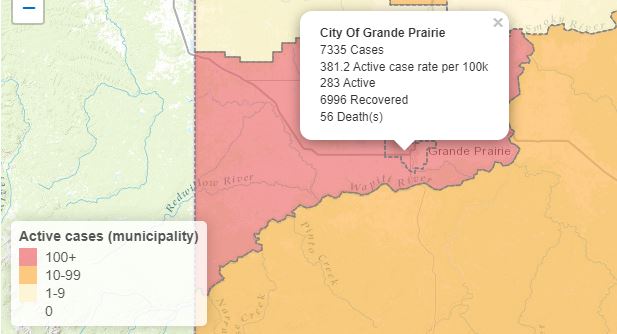 Grande Prairie adds 112 COVID-19 cases over weekend