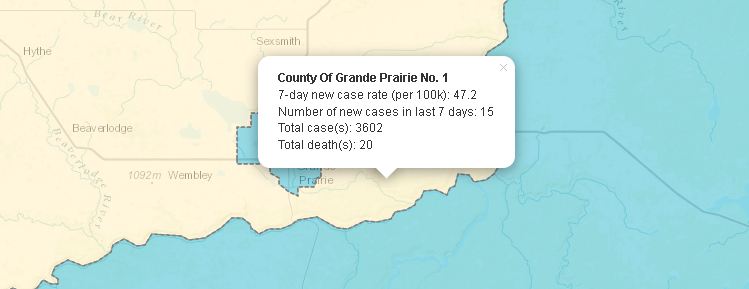 COVID-19 death reported in County of Grande Prairie