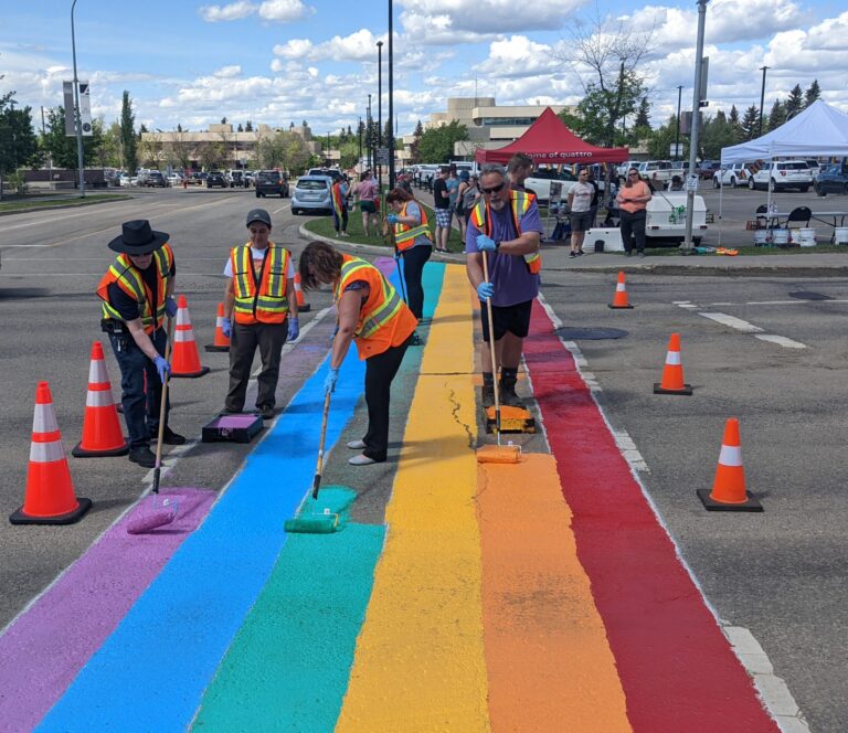 Paint it Rainbow: Grande Prairie gathers for 6th Annual Pride crosswalk painting