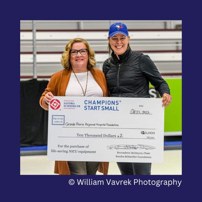 Grande Prairie Regional Hospital Foundation receives donation during Curling Grand Slam