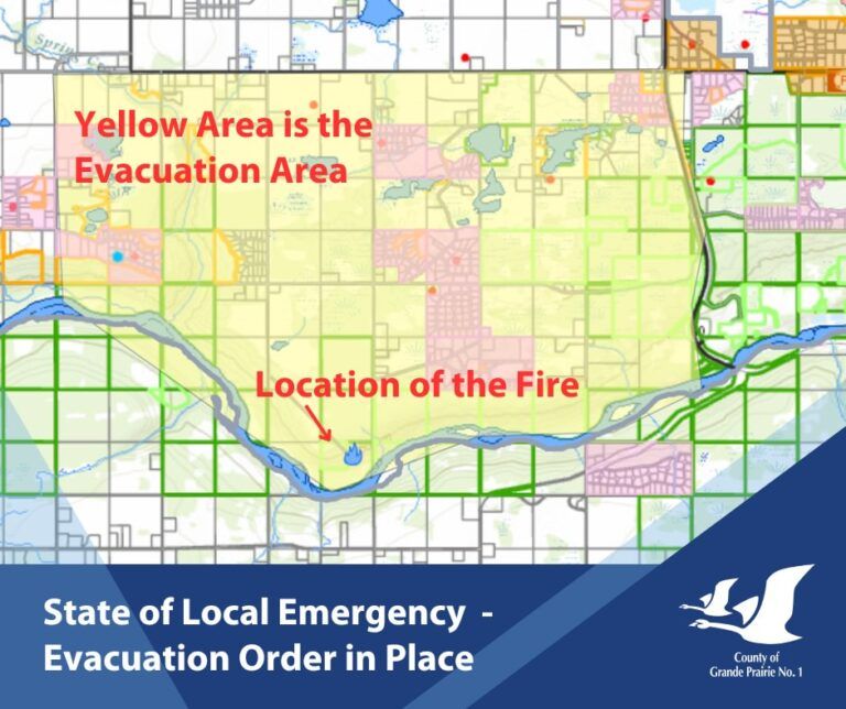 UPDATE: Evacuation underway for County of Grande Prairie residents near Wapiti River wildfire