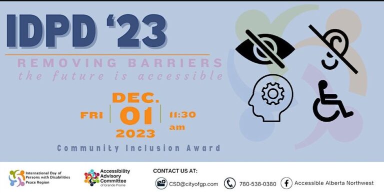 IDPD Grande Prairie to present Inclusive Community Award December 1st