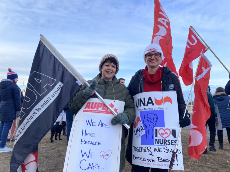 UNA members protest UCP decision to “not massively overhaul” AHS structure