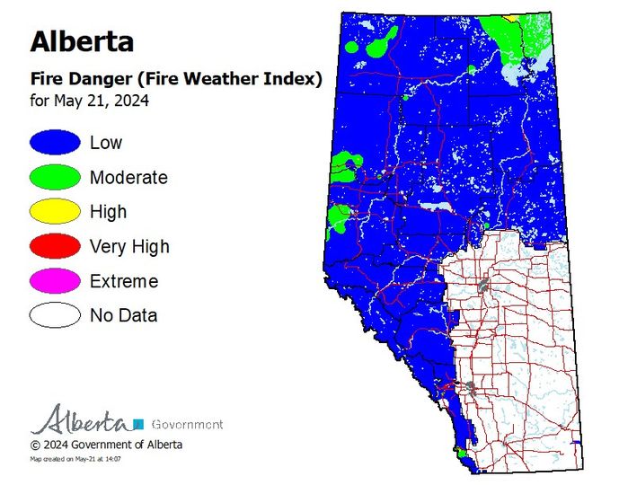 Grande Prairie Forest Area fire danger listed as “low,” officials urge caution despite rainy weather