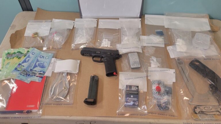 Items seized from a traffic stop in Grande Prairie on June 7th, 2025. (Supplied, Grande Prairie RCMP)