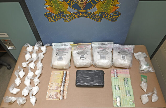 Items seized from a traffic stop in Clairmont on June 21. (Supplied, Grande Prairie RCMP)
