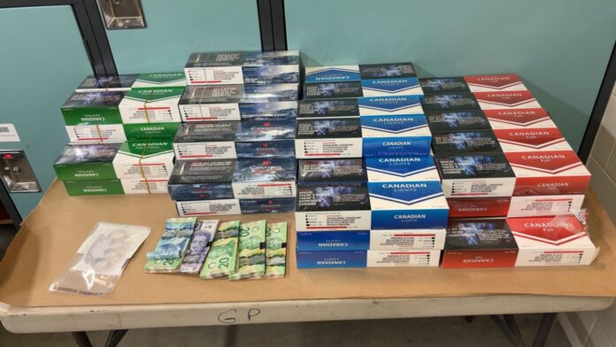 Unstamped cigarettes seized by Grande Prairie RCMP in Clairmont. (Supplied, Grande Prairie RCMP)