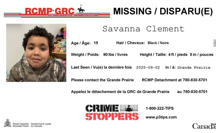Grande Prairie RCMP search for missing 15-year-old