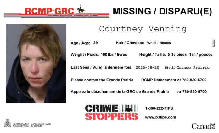 Courtney Venning missing person poster